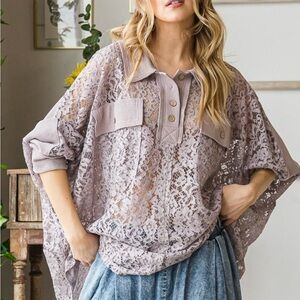 Brand NEW Oli & Hali Lavender Lace Shirt. Size Small/Medium.